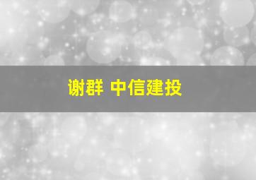 谢群 中信建投